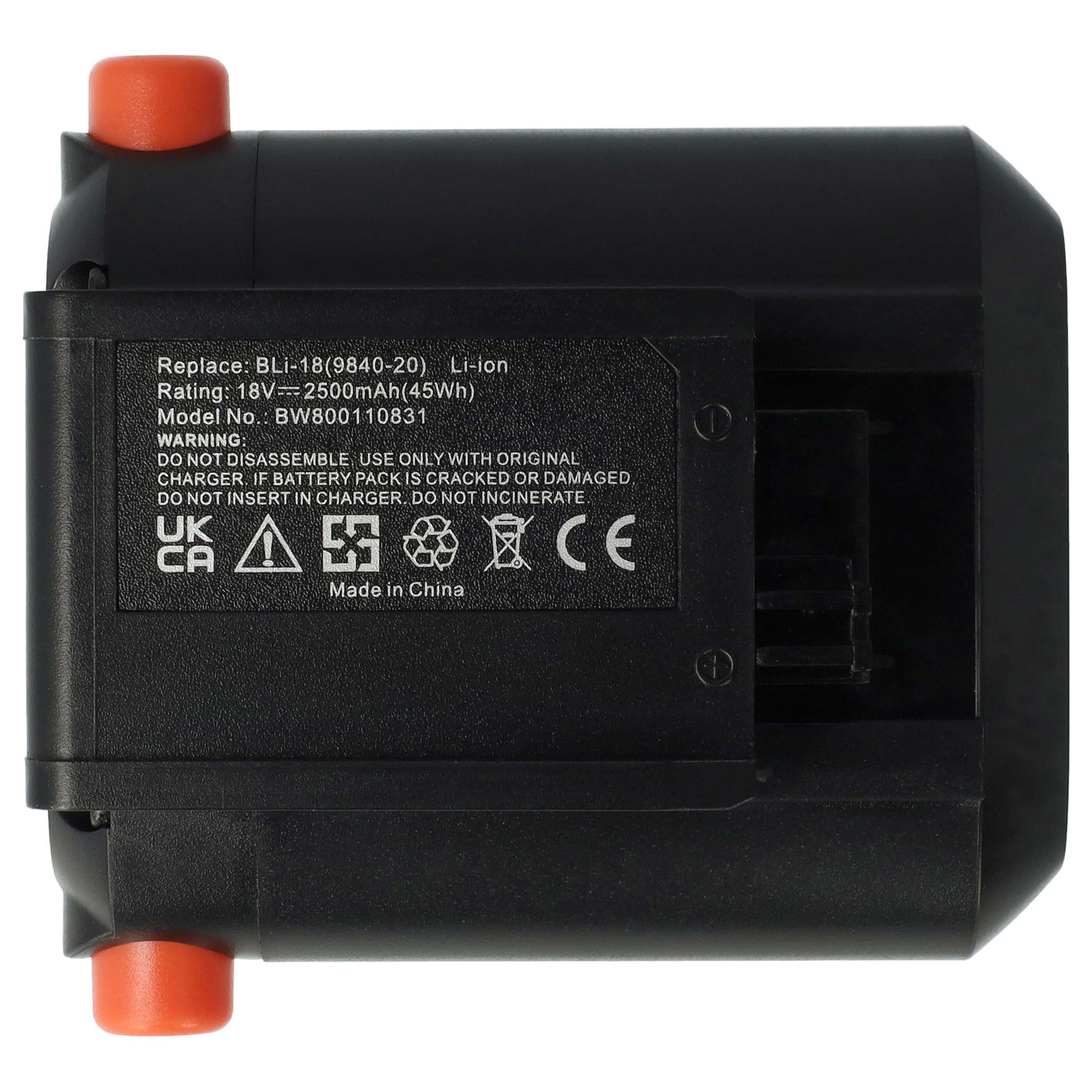 vhbw Akku passend für Gardena HandyMower Li-18/22 (5023-20) Rasenmäher / Akku Akku Li-Ion 2500 mAh (18 V, 1 St), Leistungsfähiger Austausch-Akku für Rasenmäher Grasschere