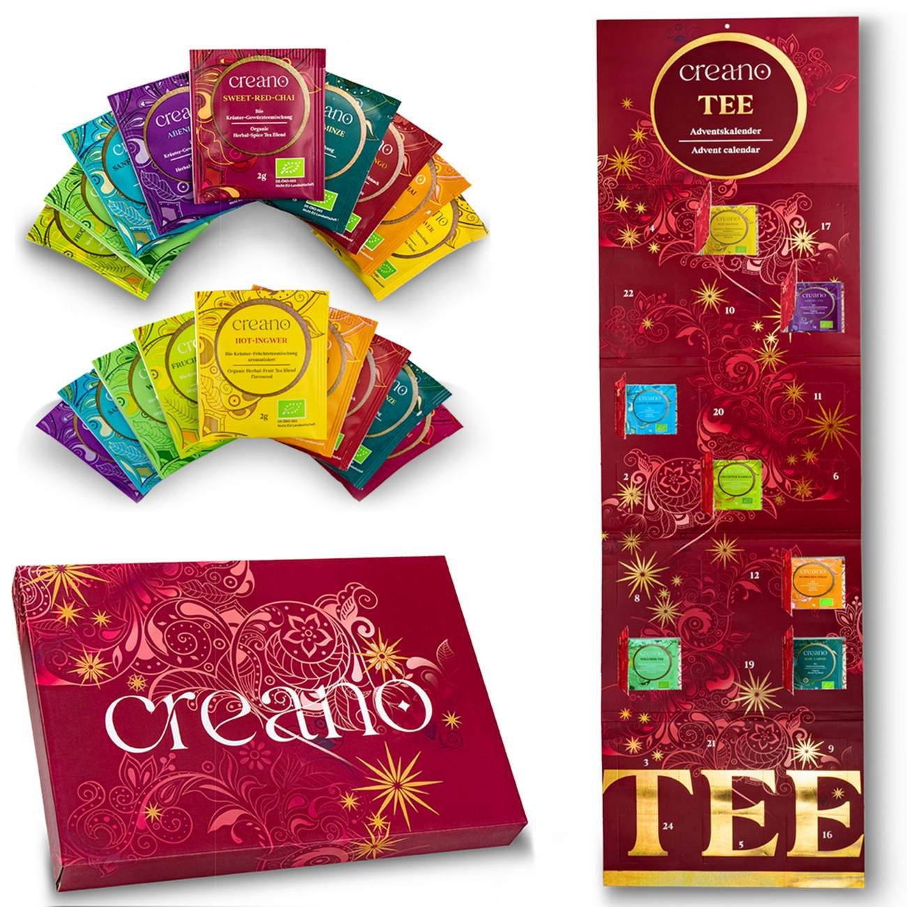 Creano Adventskalender, BIO Teebeutel-Tee *² Im Teebeutel, 1 er 1 St., 0,054 g