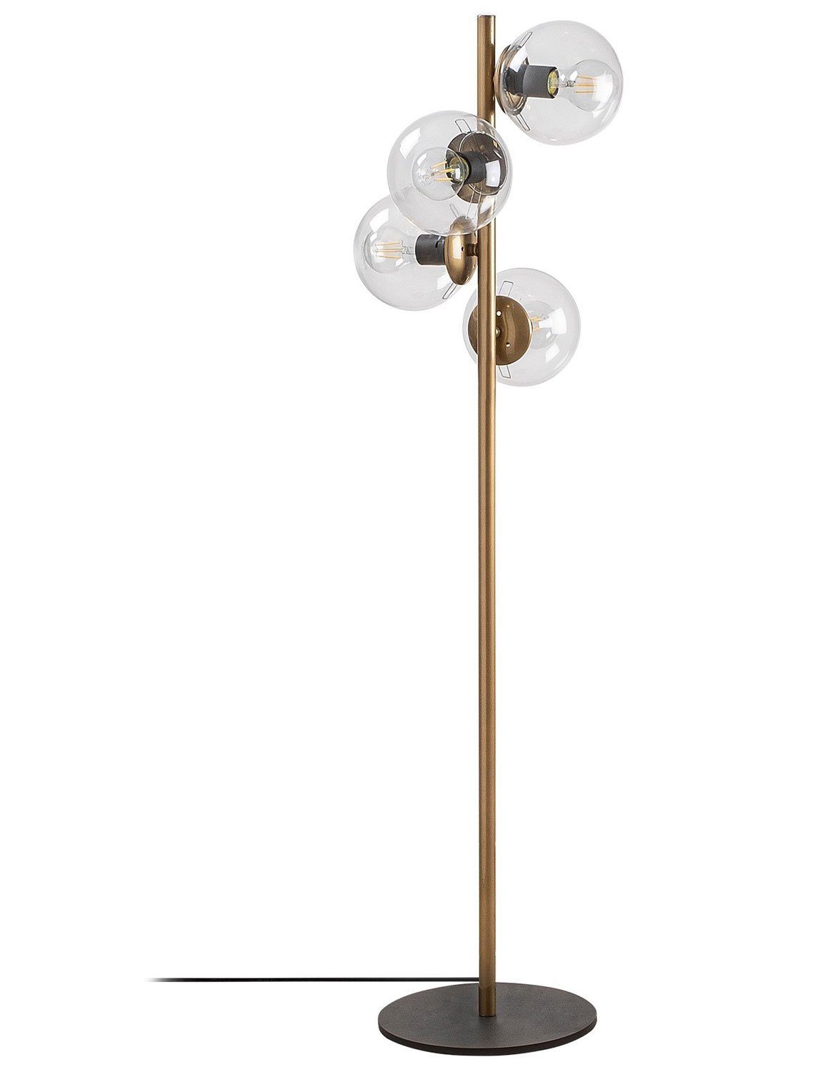 Feldmann-Wohnen Stehlampe Faze, 32x32x130cm, 4 kugelförmige Lampenschirme transparent