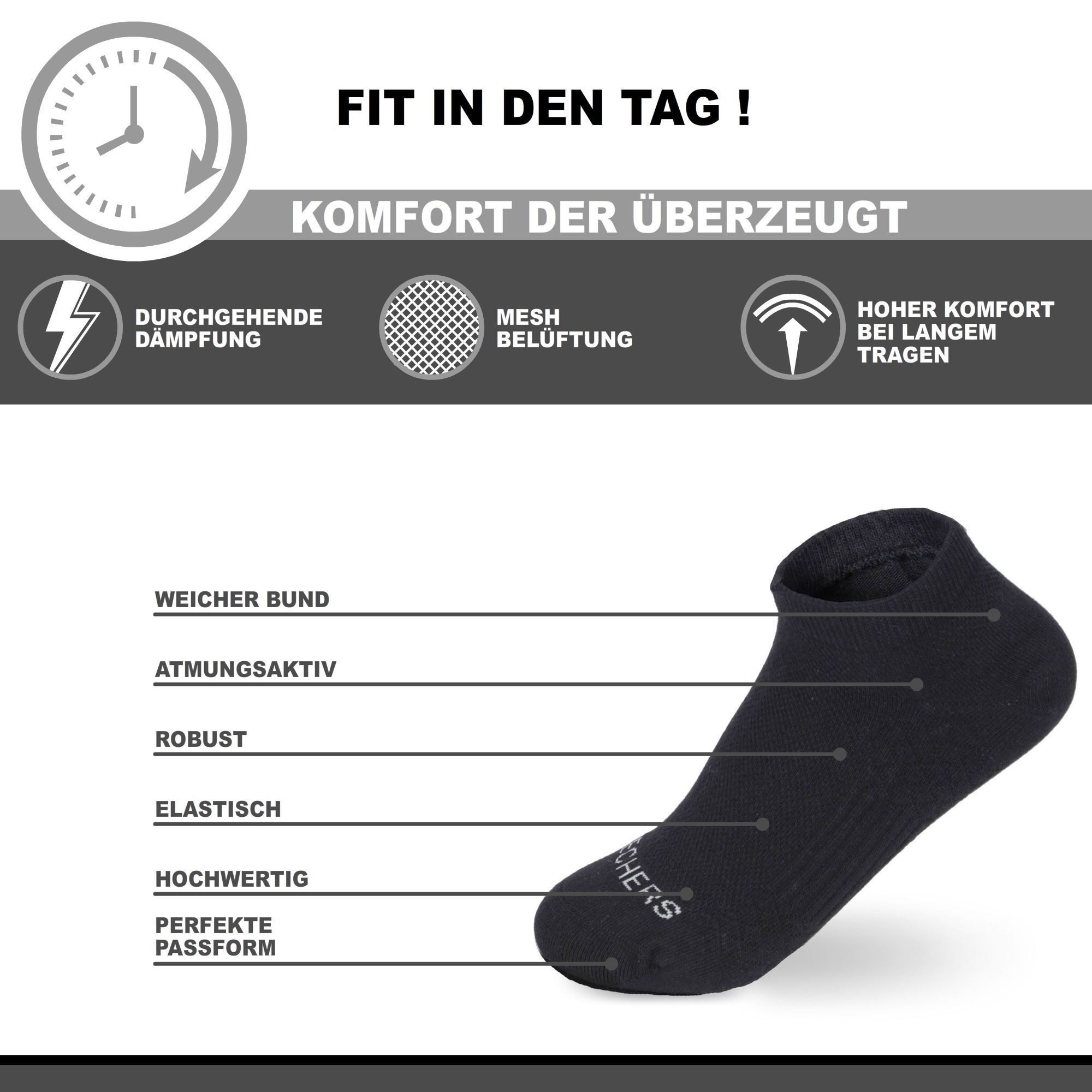 Skechers Socken Damen - Atmungsaktiv und komfortabel - Performance für den Tag Mesh-Belüftung für optimale Luftzirkulation - Weicher Bund