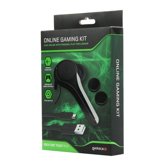 Gioteck Spielekonsolen-Zubehörset Gioteck Online Gaming-Kit Chat Headset USB Lade-Kabel Thumb-Grips für Xbox One, Wired Chat Headset, inkl. Ladekabel, Daumengriffe