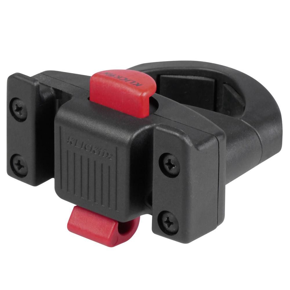KlickFix Fahrradkorb KLICKfix Lenkeradapter Caddy Oversize, schwarz-rot, für senkrechte Roh