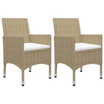 vidaXL Garten-Essgruppe 3-tlg. Garten-Essgruppe Beige Poly Rattan und Glas, (3-tlg)