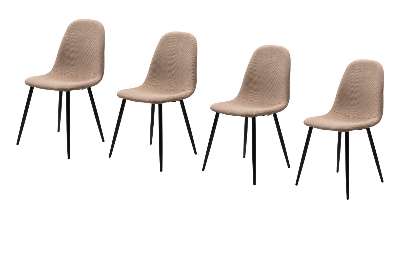 Furn.Design Esszimmerstuhl Lenja (4er-Set Polsterstuhl in Cord braun und schwarz, 4 St), Bis 120 kg belastbar, Metallgestell