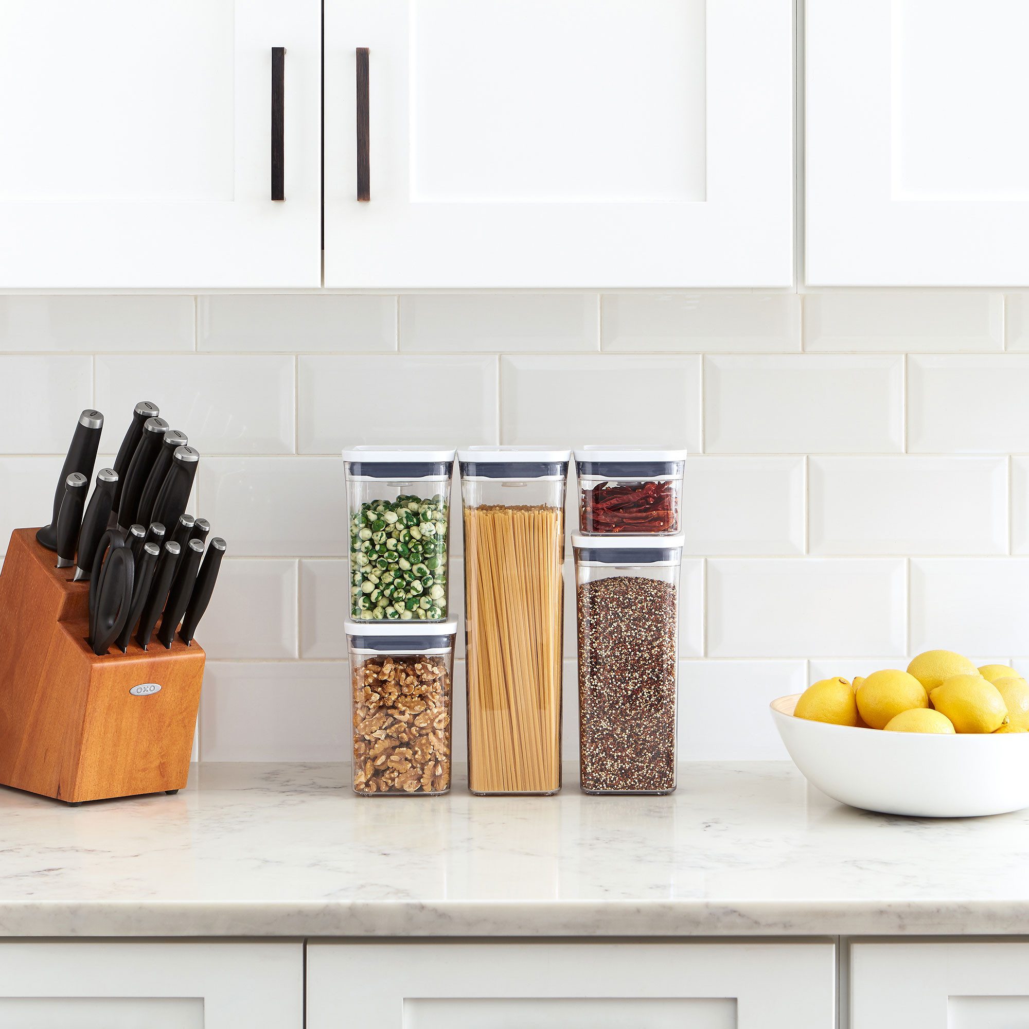 OXO Good Grips Aufbewahrungssystem POP, Kunststoff, (Set, 5-tlg), luftdicht, stapelbar, platzsparend, spülmaschinenfest