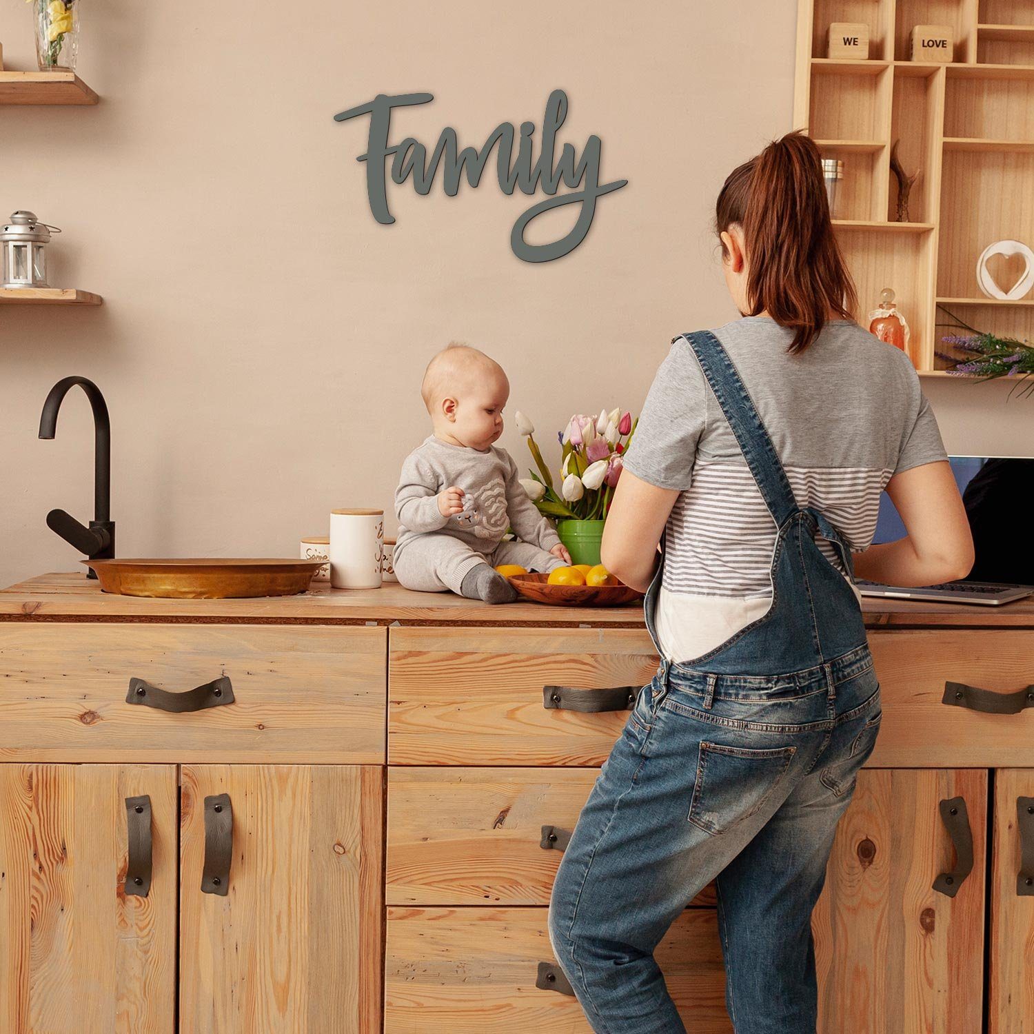 Namofactur 3D-Wandtattoo Wanddeko Schriftzug "Family" Wandbild günstig online kaufen