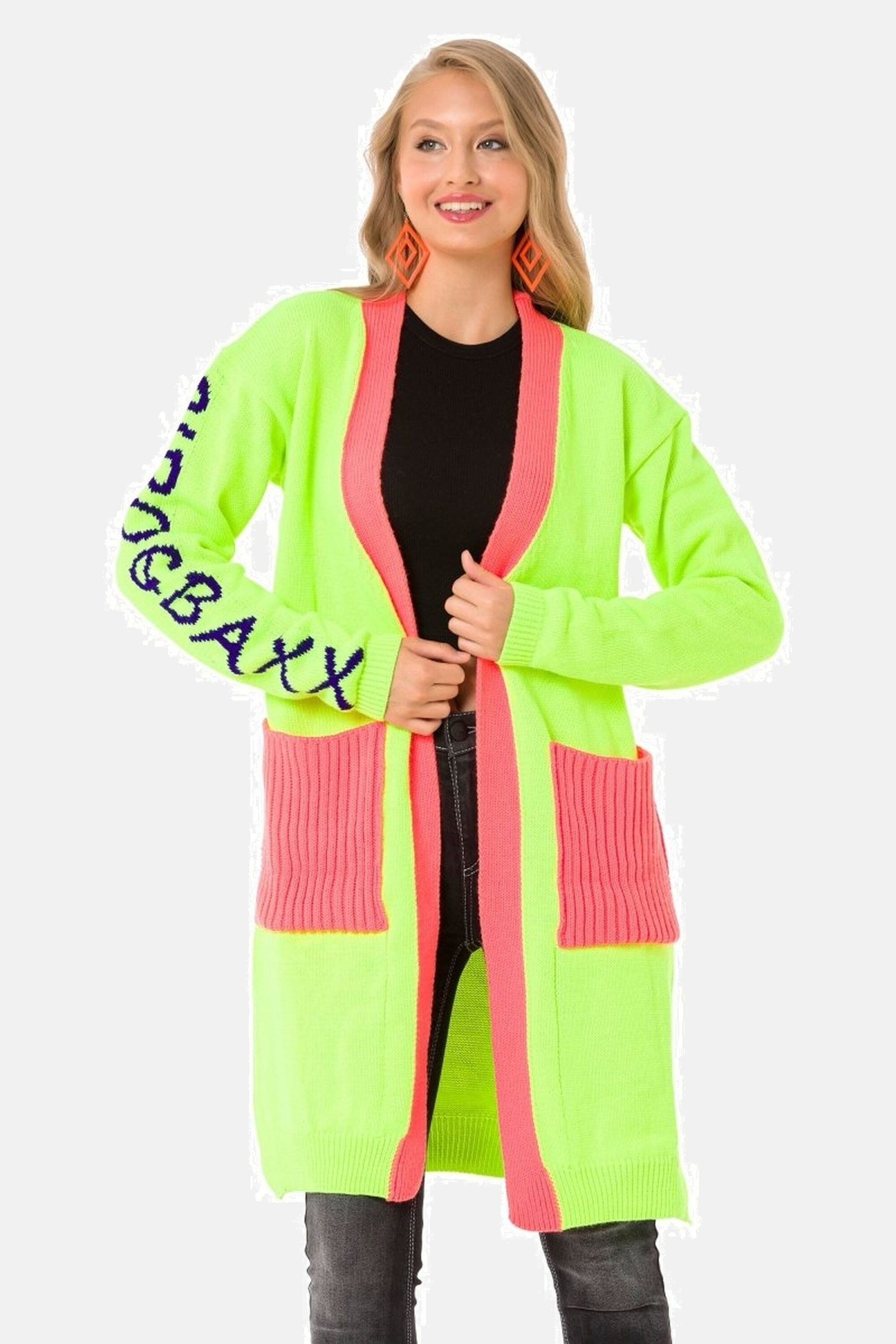 Cipo & Baxx Cardigan Stickjacke (1-tlg) Im coolen Neon-Design, WP242 günstig online kaufen