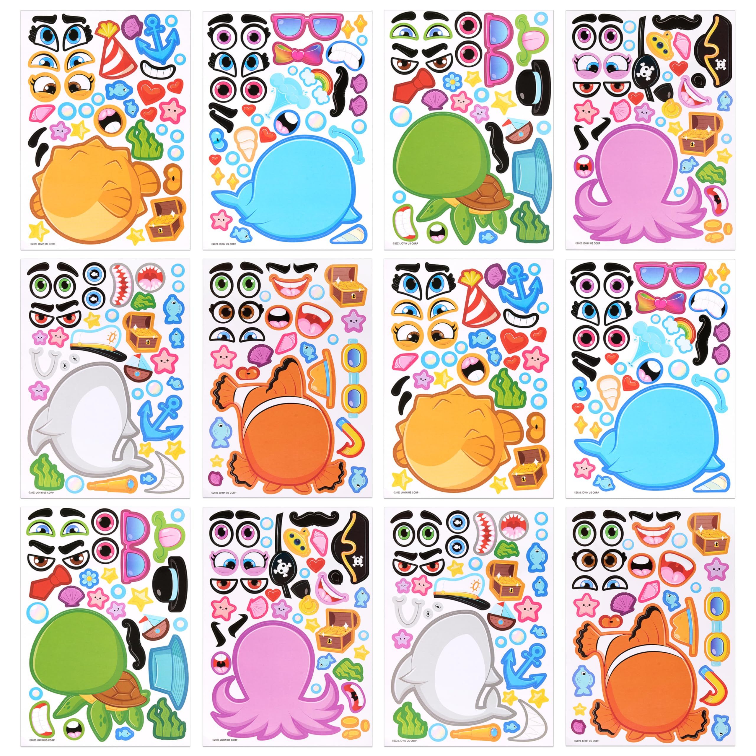 JOYIN Sticker JOYIN 24 PCS 15.2 * 22.8cm, Make-a-Gesicht Aufkleber Blätter