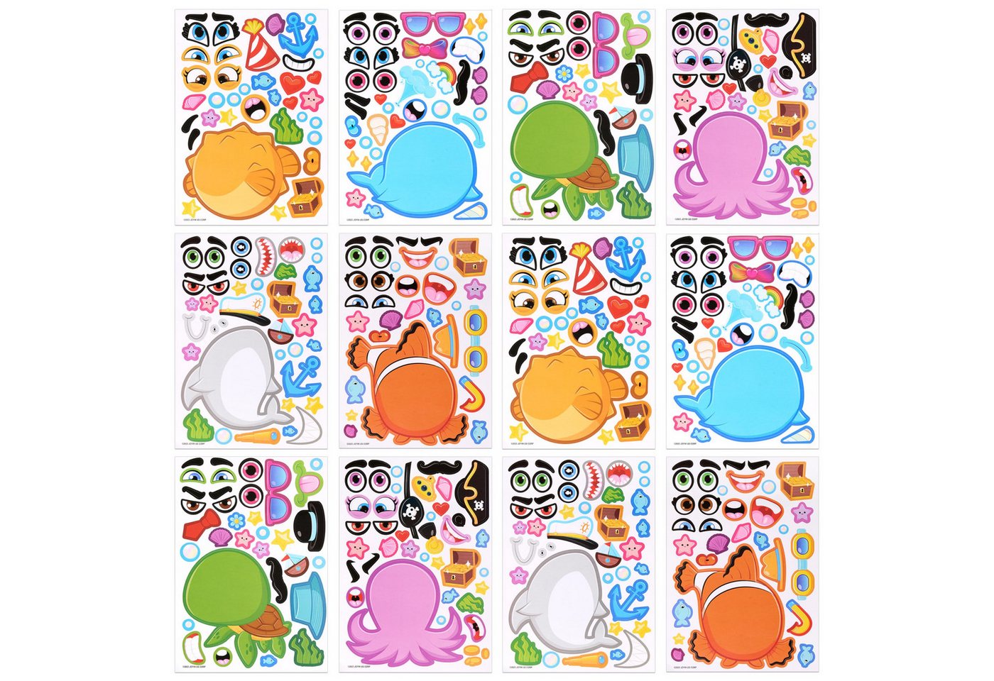 JOYIN Sticker JOYIN 24 PCS 15.2 * 22.8cm, Make-a-Gesicht Aufkleber Blätter