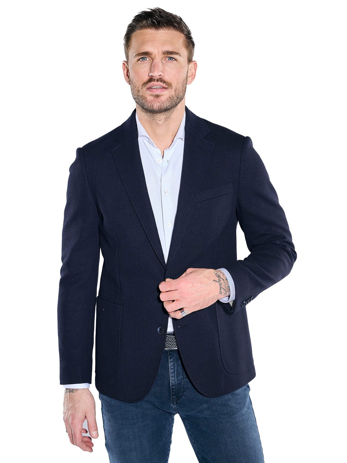 emilio adani Sakko Herren Freizeit-Sakko slim fit, Saphirblau