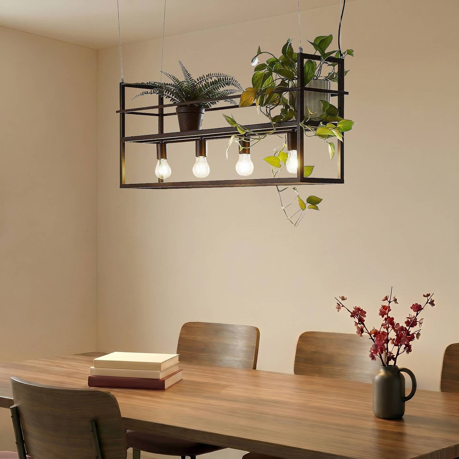 Lindby Hängeleuchte Grisela, Metall, Schwarz IP20, 4 x 15 W LED