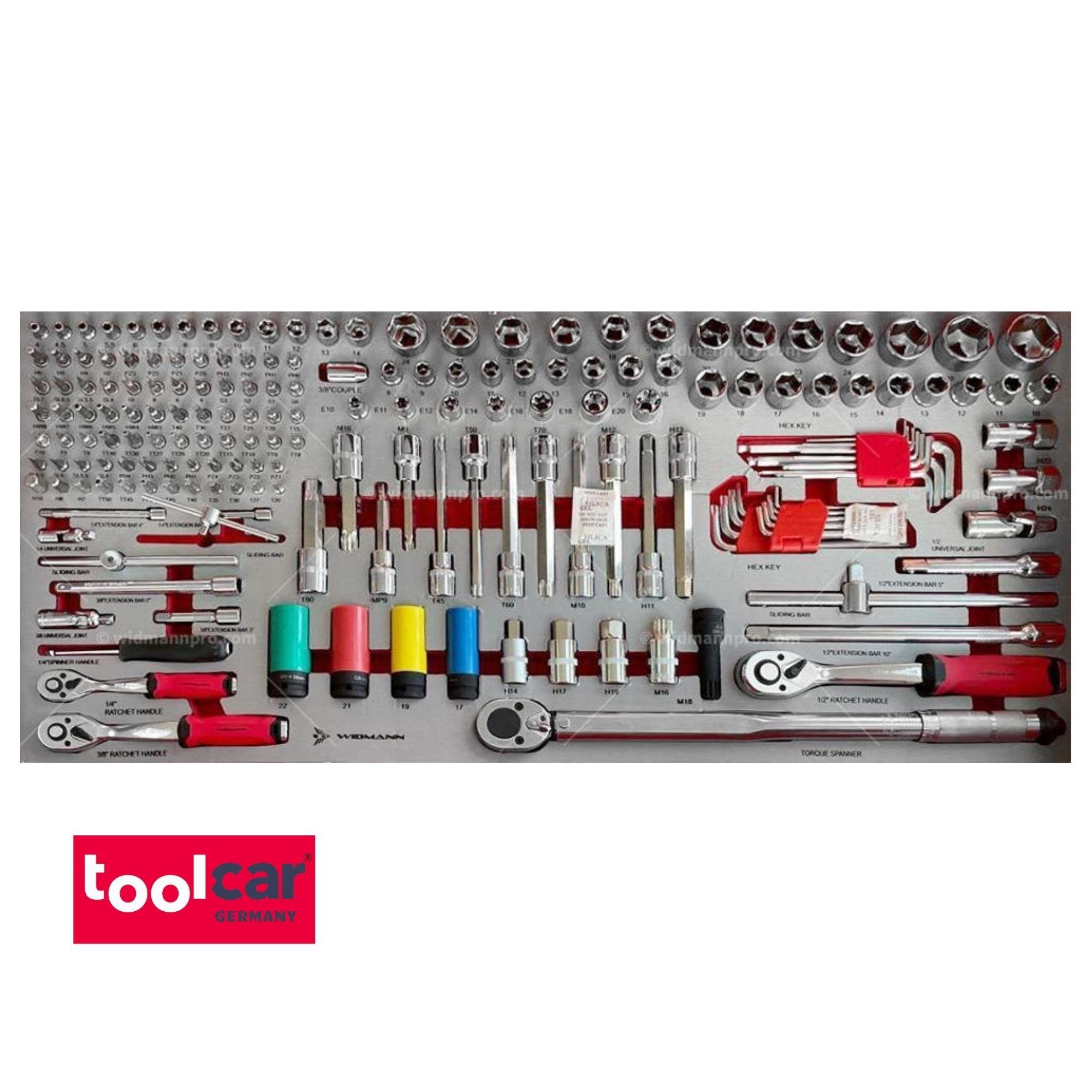 Schlüssel (2 JUMBO 13, enthalten) Toolcar Werkstattwagen PRO Abschließbar 471-tlg. WIDMANN Werkzeugset,