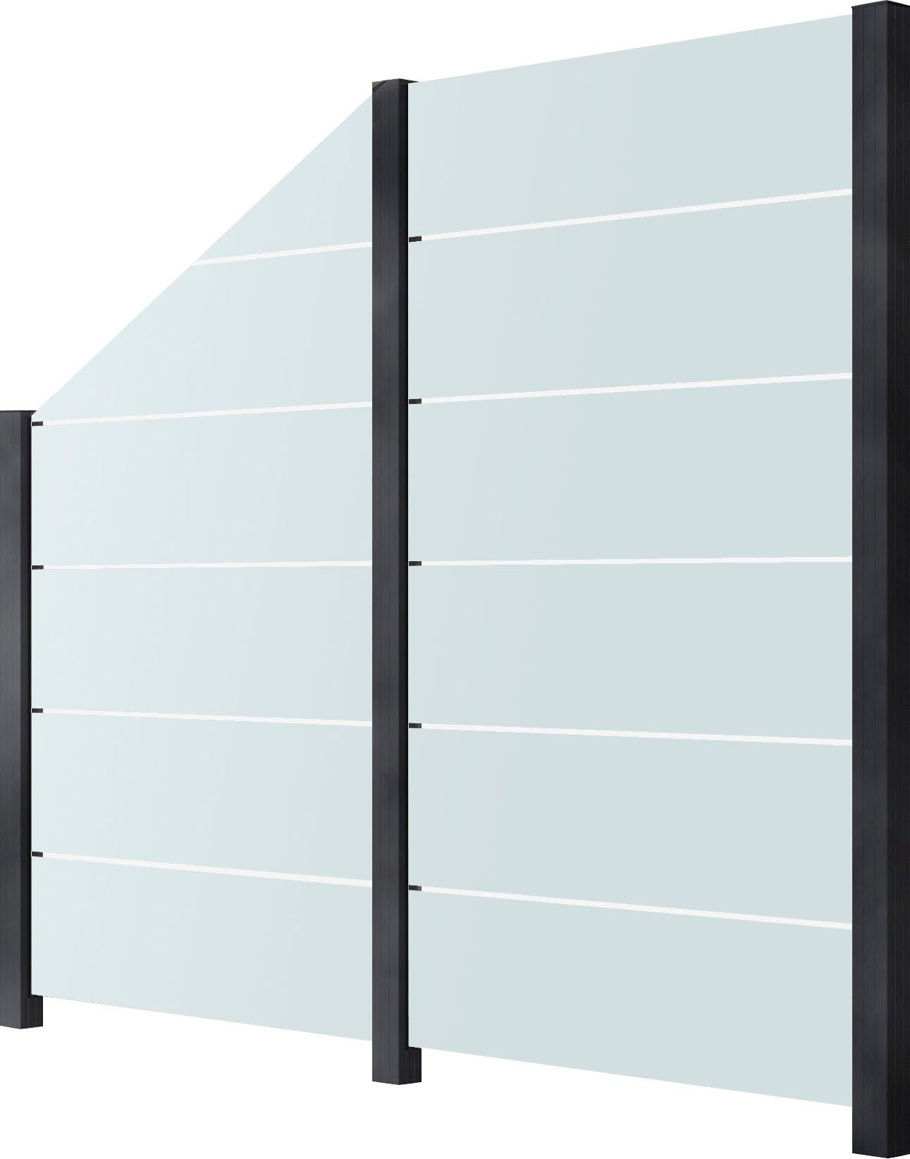 STAKET PRO Zaun, (Set), Glaszaun, Gesamtlänge: 2,29 m, 3 Pfosten