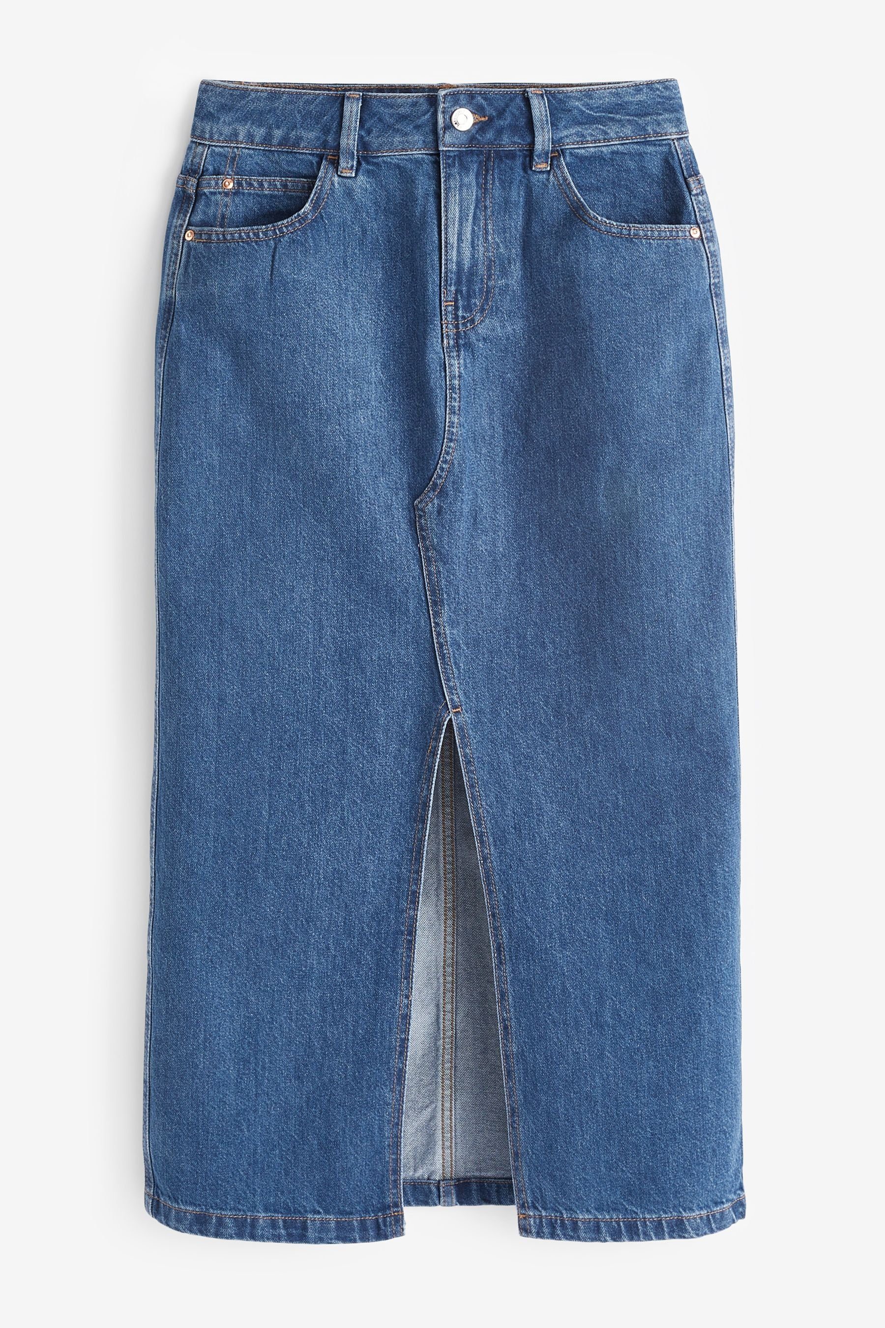 Next Jeansrock Denim-Midirock mit Vorderschlitz – günstig online kaufen