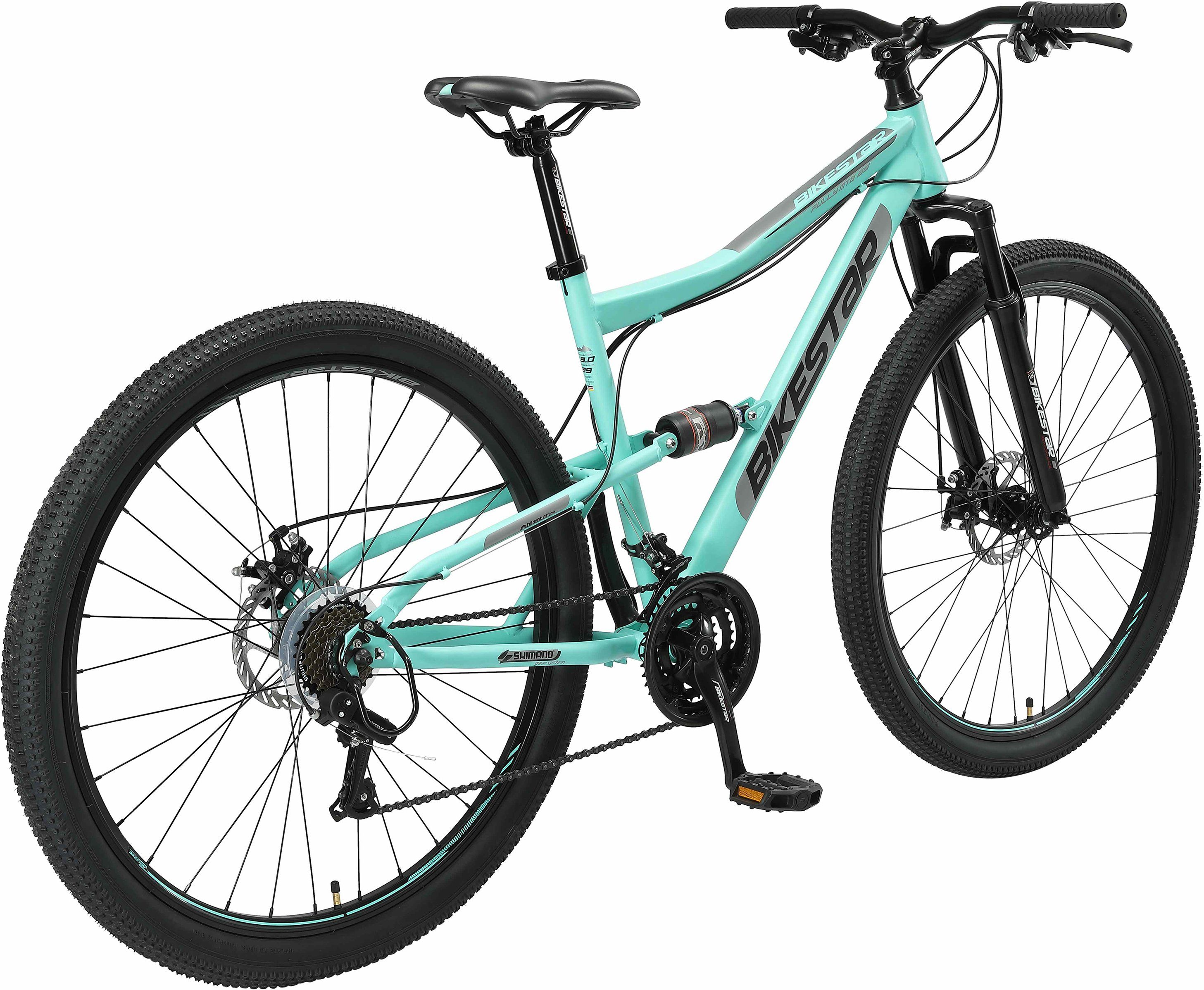 Bikestar Mountainbike, 21 Gang Shimano RD-TY300 Schaltwerk, Kettenschaltung, für Damen und Herren, Kettenschaltung