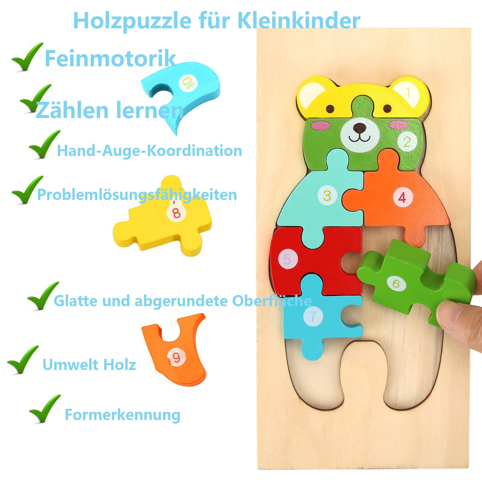 CLTYQ 3D-Puzzle Lernspielzeug Kinder Holzpuzzle, Montessori-Spielzeug für K günstig online kaufen