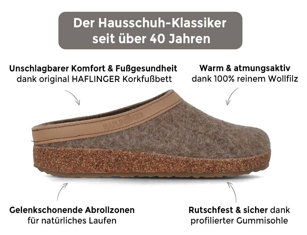 Haflinger Filz Pantoffel Grizzly Torben Hausschuh Bestseller