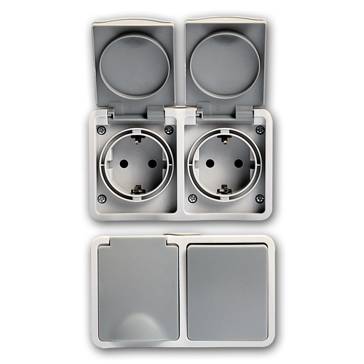 McPower Aufputz-Steckdose FIX Set "Waschraum" 4-teilig IP54 230V~ Steckansch
