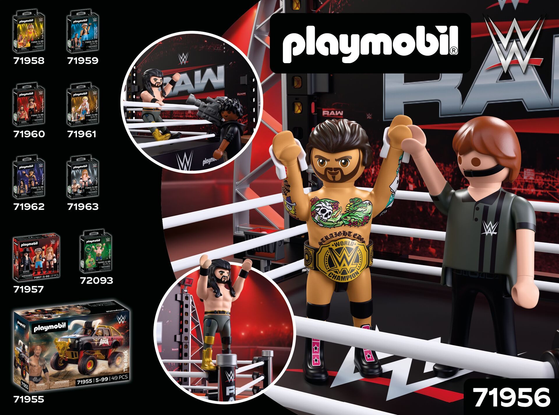 Playmobil® WWE RAW Ring Collectors Set (71956), WWE Konstruktions-Spielset, Made in Europe