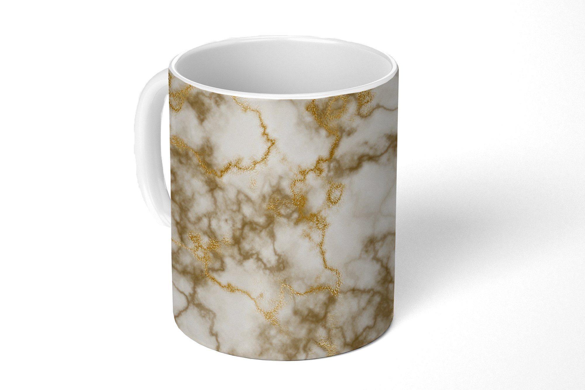 Kaffeetassen, Keramik, Gold, - Weiß Teetasse, Becher, Tasse Marmor Teetasse, MuchoWow - Geschenk