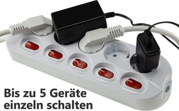 ChiliTec ChiliTec Steckdosenleiste 5-Fach – Mehrfachstecker Tischsteckdose mit Mehrfachsteckdose