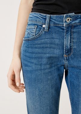 QS Stoffhose Jeans Catie / Slim Fit / Mid Rise / Slim Leg Label-Patch