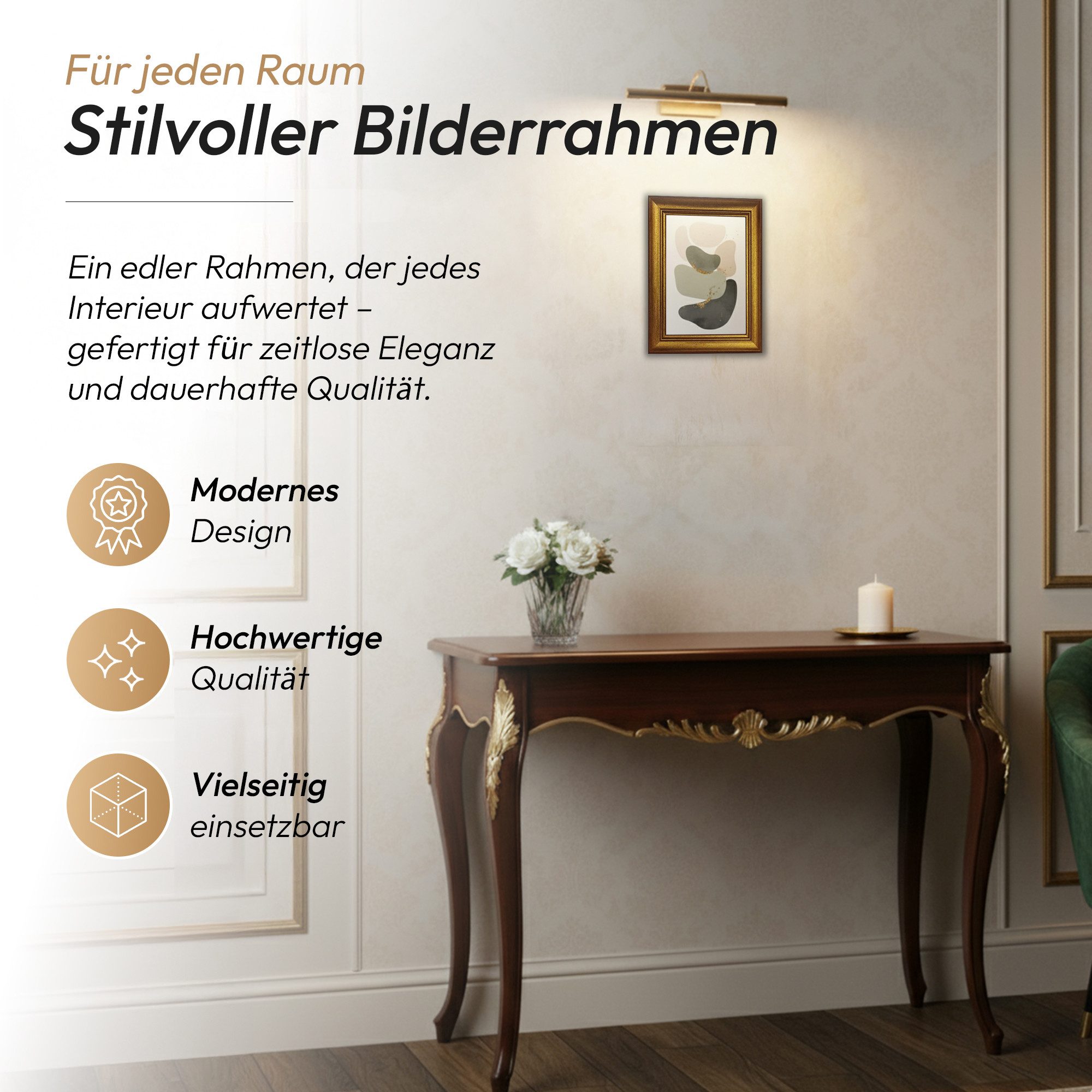 CABBEL Bilderrahmen AVI Bilderrahmen Antik Barock Vintage Fotorahmen, klassisch verziert, ideal für Poster, Fotos & Kunstwerke,Wanddekoration in Wohnzimmer,Büro