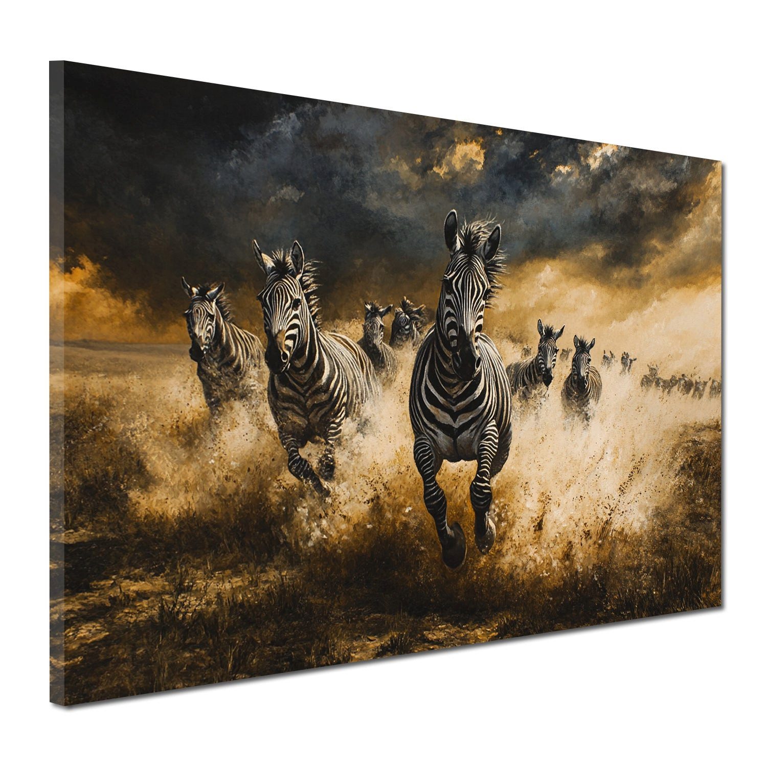 Artedinoi Leinwandbild Zebras in Dynamik Wandbild Leinwandbild Kunstdruck XL Wanddeko, Zebras, dynamisch