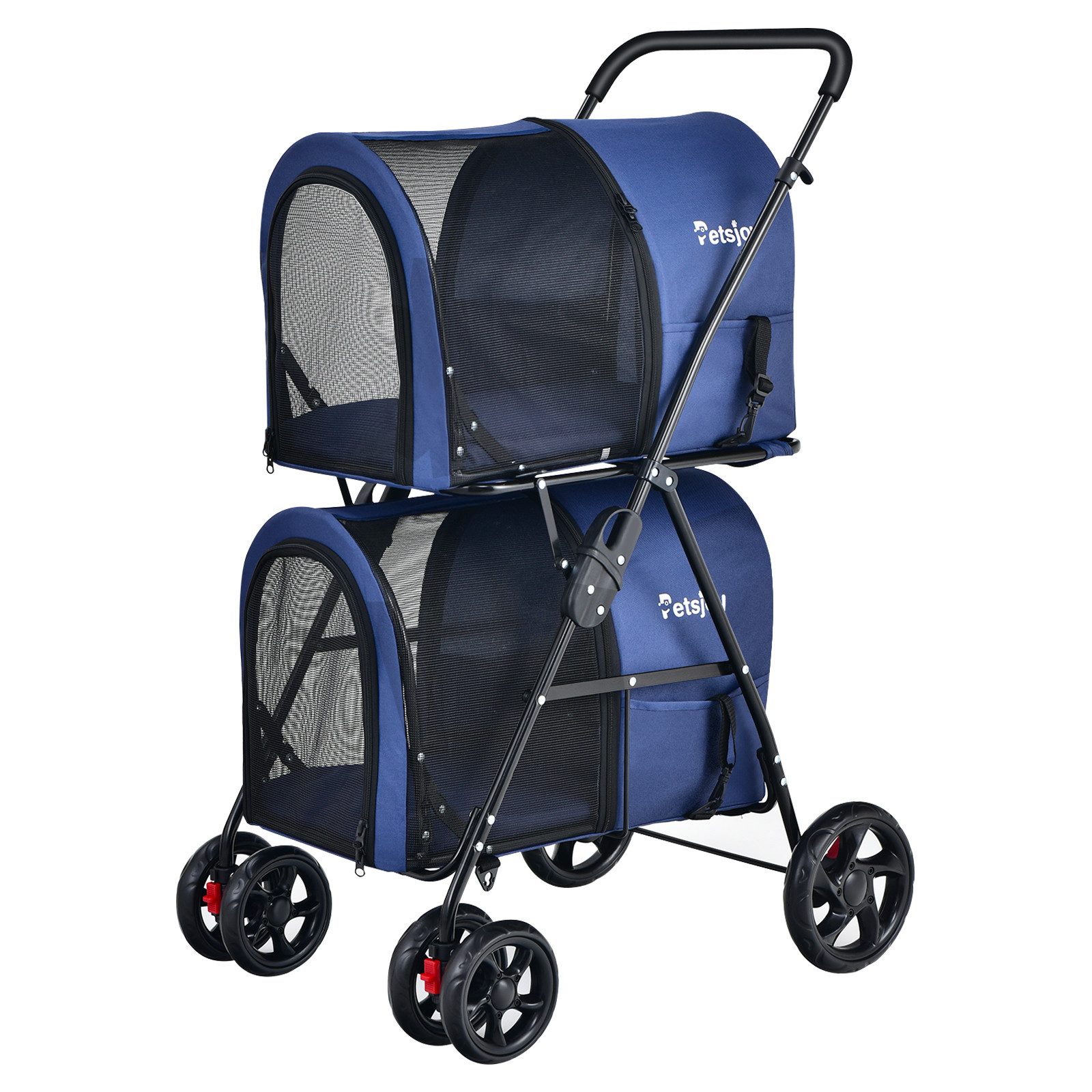 COSTWAY Hundebuggy, 2 Etagen Hundewagen, Haustiere Buggy, Katzenbuggy