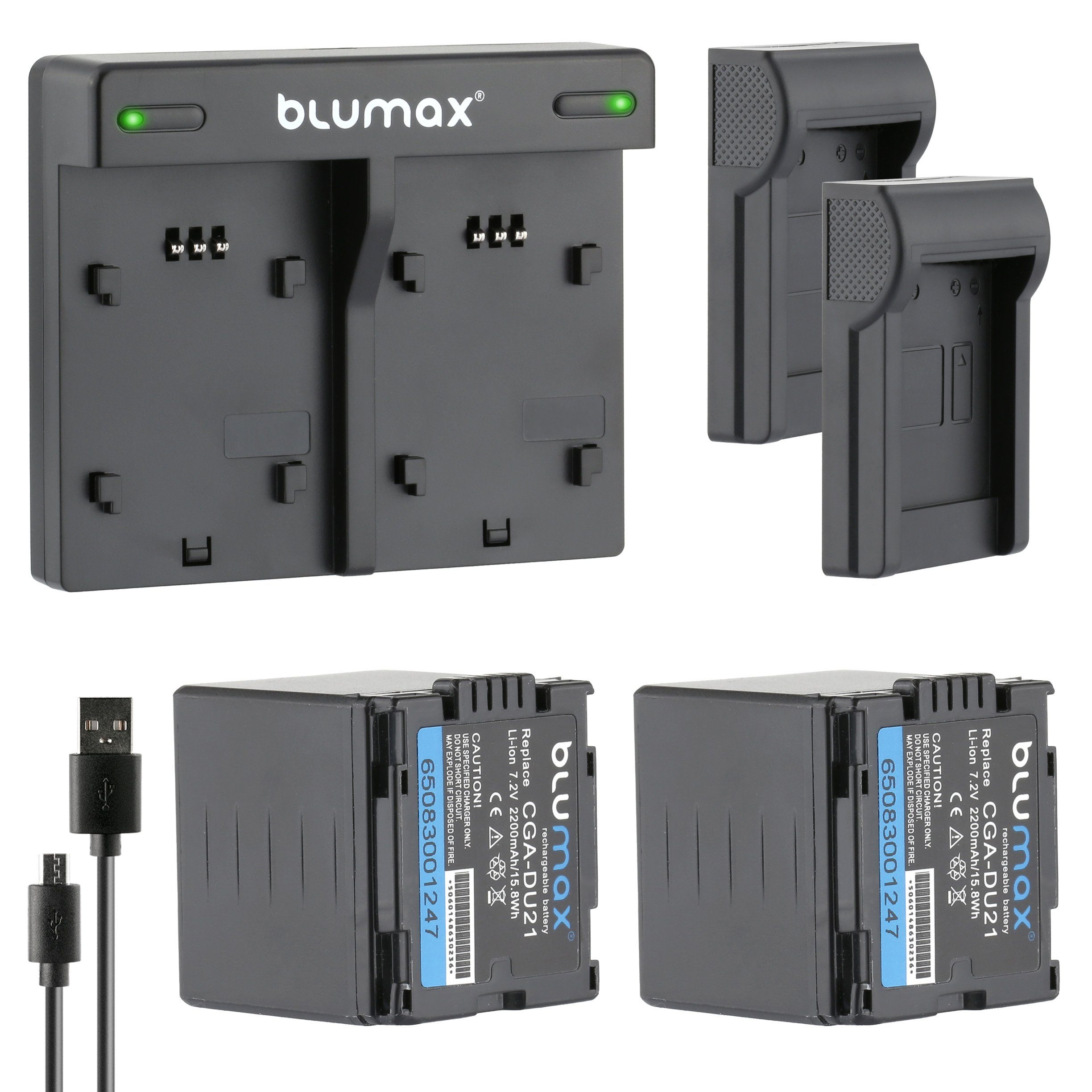 Blumax Set mit Lader für Panasonic mAh 2200 CGA-DU21 Kamera-Akku