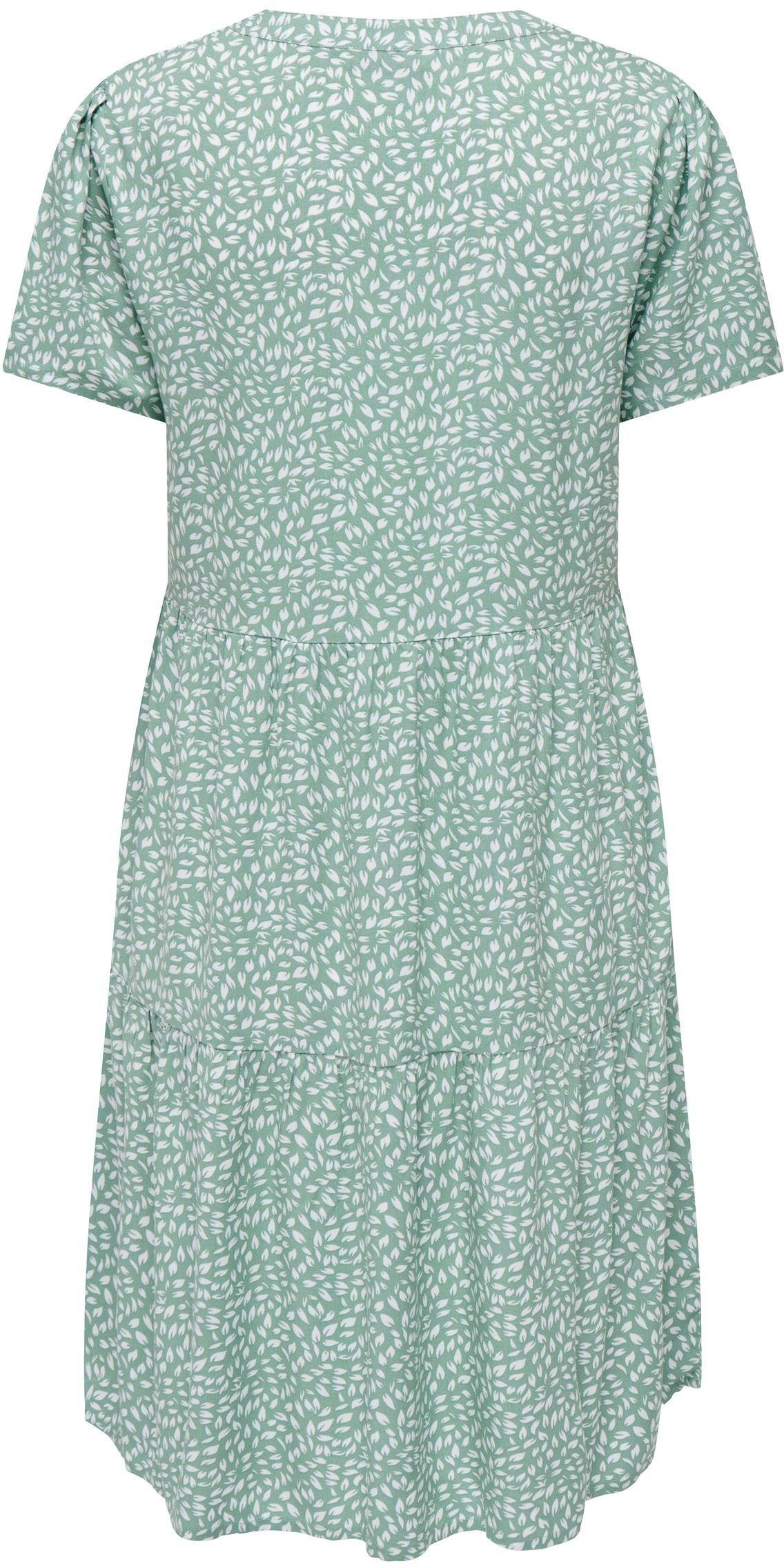 PTM DRESS ONLY THEA leafs ONLZALLY Chinois Sommerkleid AOP:White Green S/S NOOS LIFE