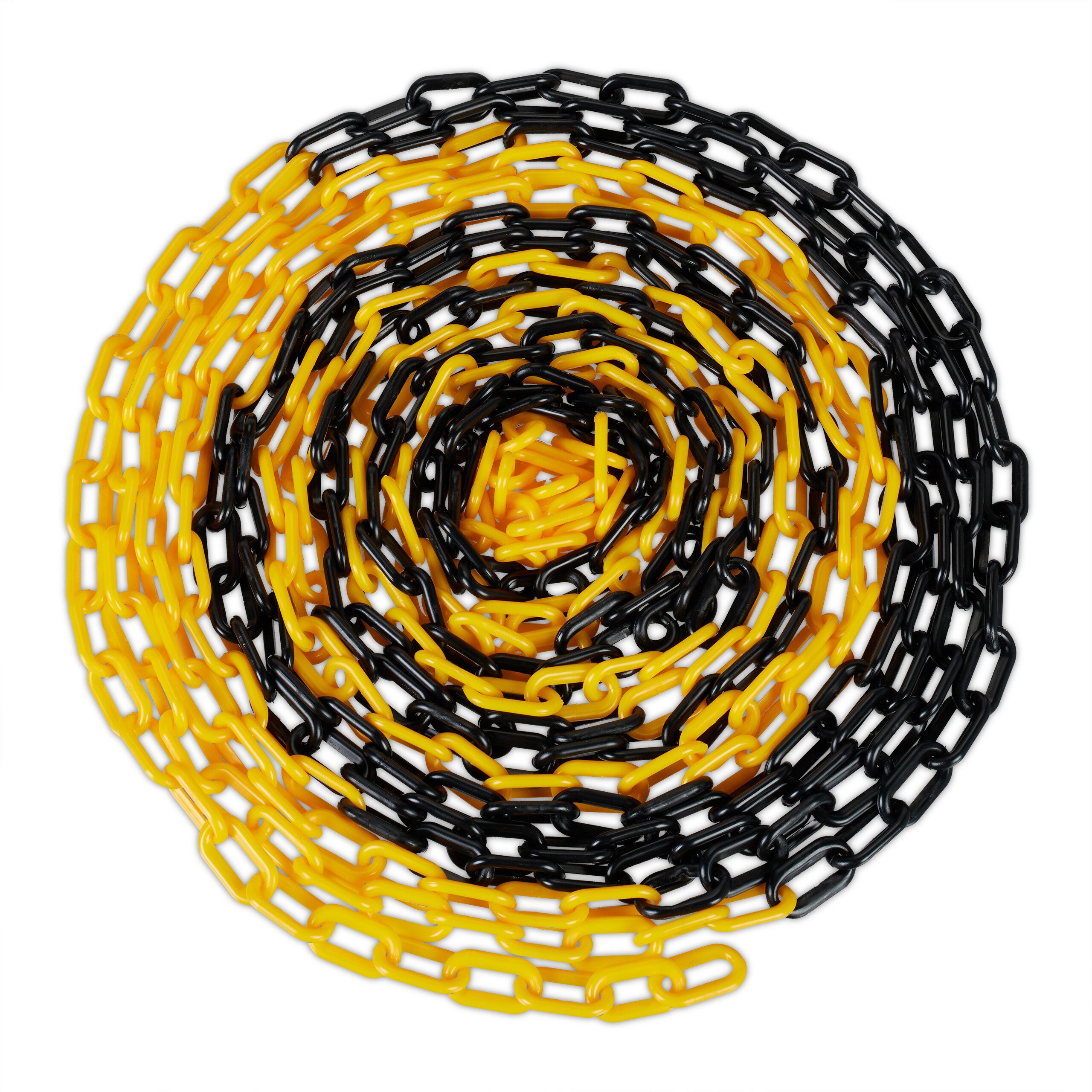 relaxdays Absperrkette in Schwarz und Gelb, Kunststoff, Ø 0.6 mm, Länge 50 m (1-St) 50 m