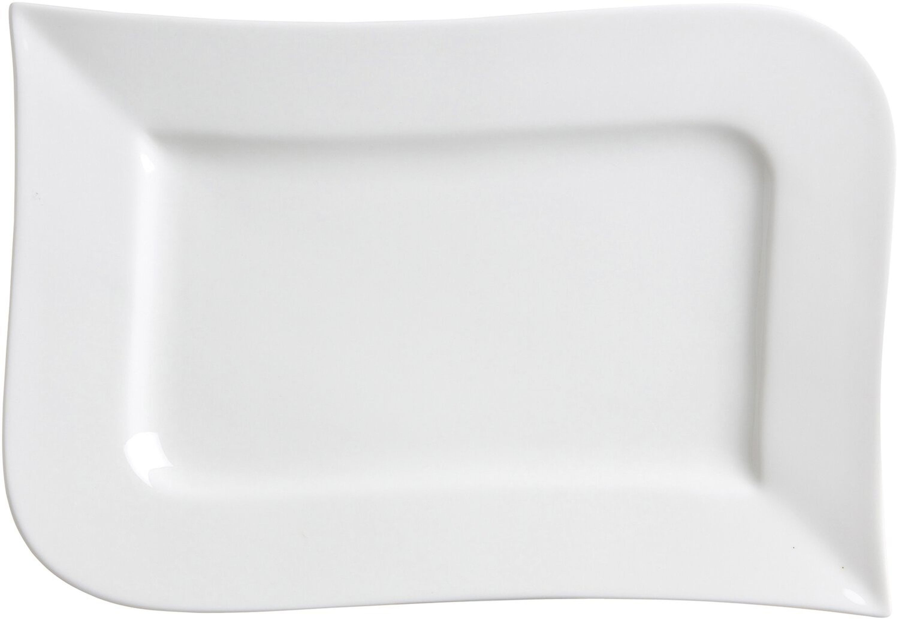 Ritzenhoff & Breker Servierplatte Speiseplatte Melodie weiß geschwungener Form rechteckig 17 x 26 cm, Porzellan, (1-tlg)