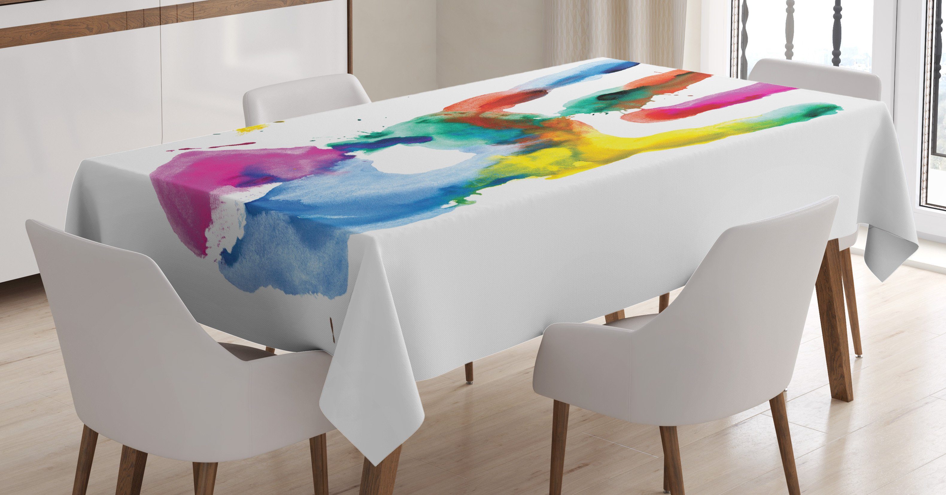 Abakuhaus Tischdecke Farbfest Waschbar Für den Außen Bereich geeignet Klare Farben, Aquarell Farbige Menschliche Hand