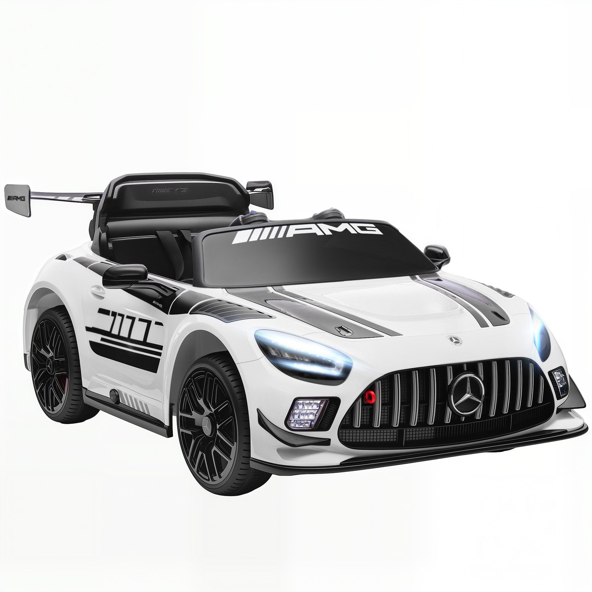 AIYAPLAY Elektro-Kinderauto mit 2,4GHz Fernbedienung, 2 Motor, kabelloser Musik, LED-Leuchte, Belastbarkeit 30 kg, (1-tlg), für 3-8 Jahre Kinder, Weiß