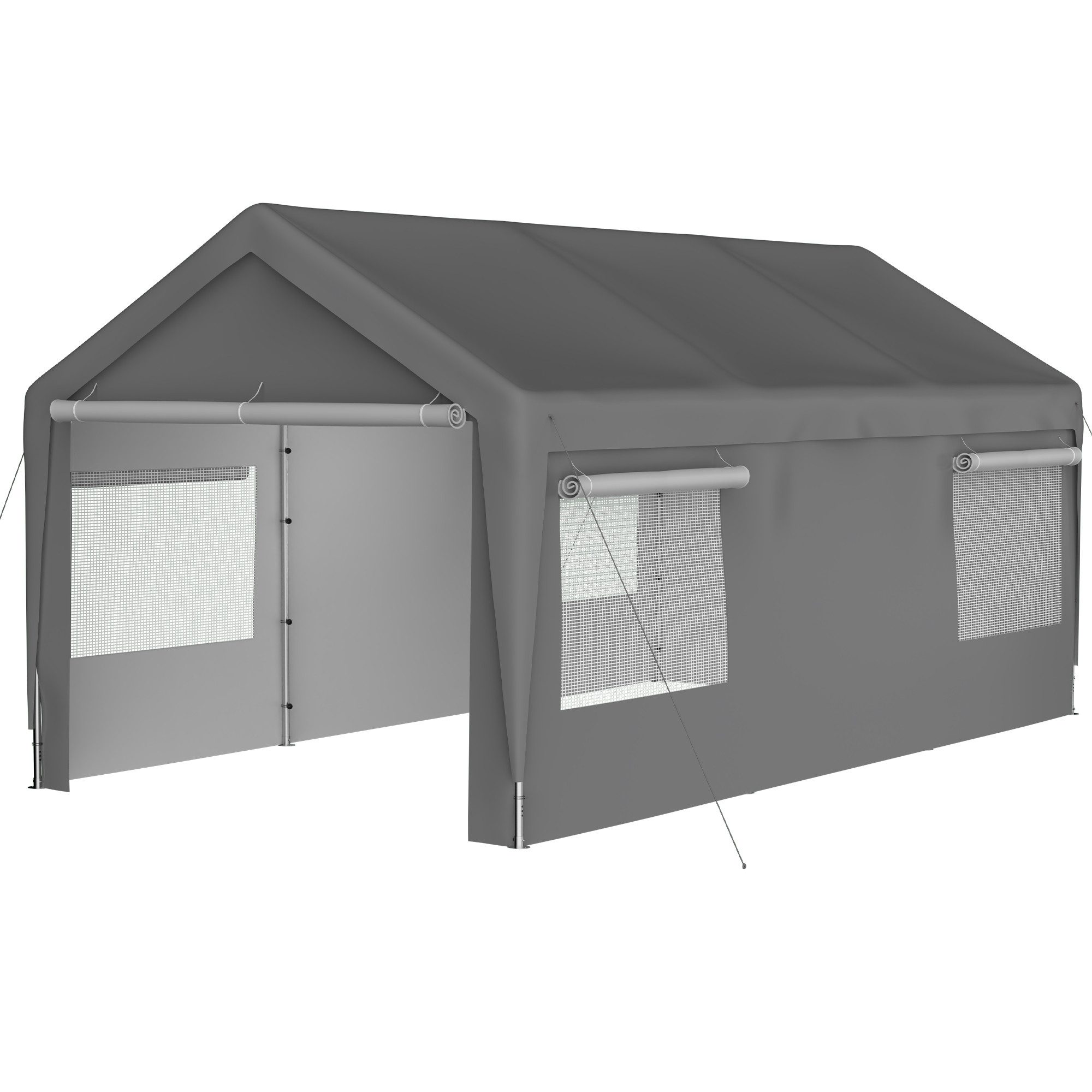 FANNOU Einzelcarport Carport für Auto & Boot – Schwerlast-Garage mit verzinktem Stahlrahmen, 3x6m, wasserdichte & UV-beständige PE-Plane, ganzjähriger Schutz