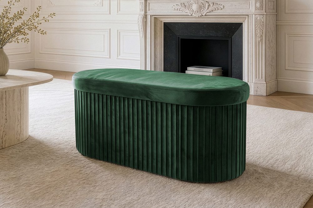 riess-ambiente Polsterbank ÉLAN 80cm grün - Samt, Sitzbank, mit Stauraum, faltbar, platzsparend (Einzelartikel, 1-St), Eleganter Sitz mit Steppung - ideal für stilvolle & moderne Wohnräume
