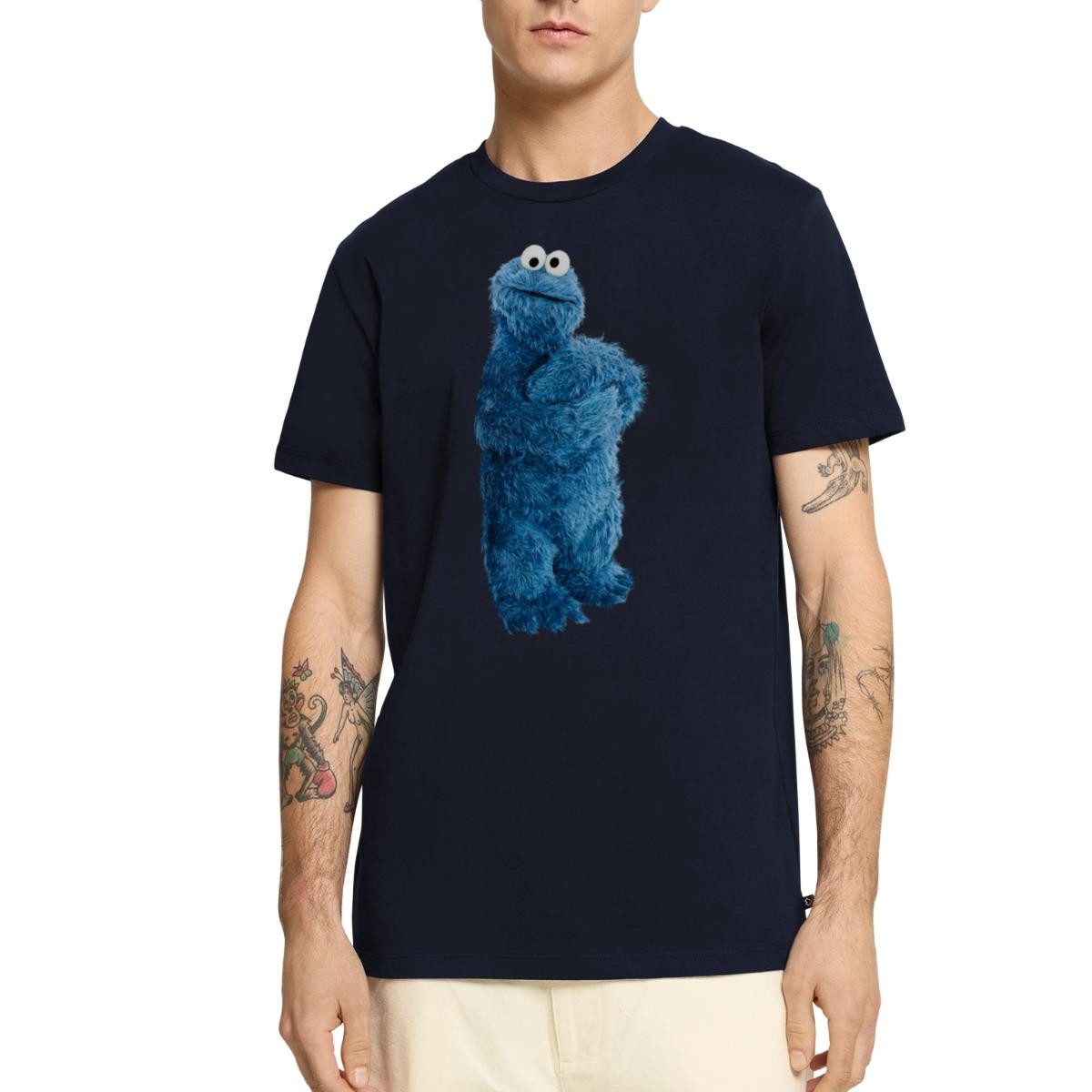 Spreadshirt T-Shirt Sesamstraße Krümelmonster Pose Männer Premium T-Shirt (1-tlg)