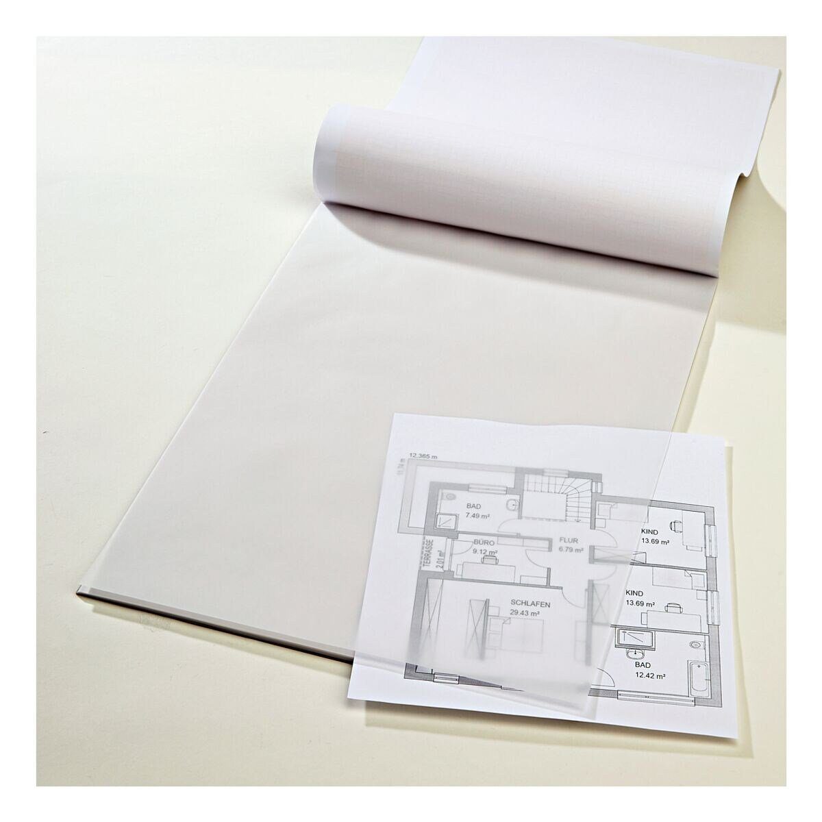 Folia Transparentpapier, Architektenpapier 25 Blatt, weiß transparent, Format A3, 80 g/m²