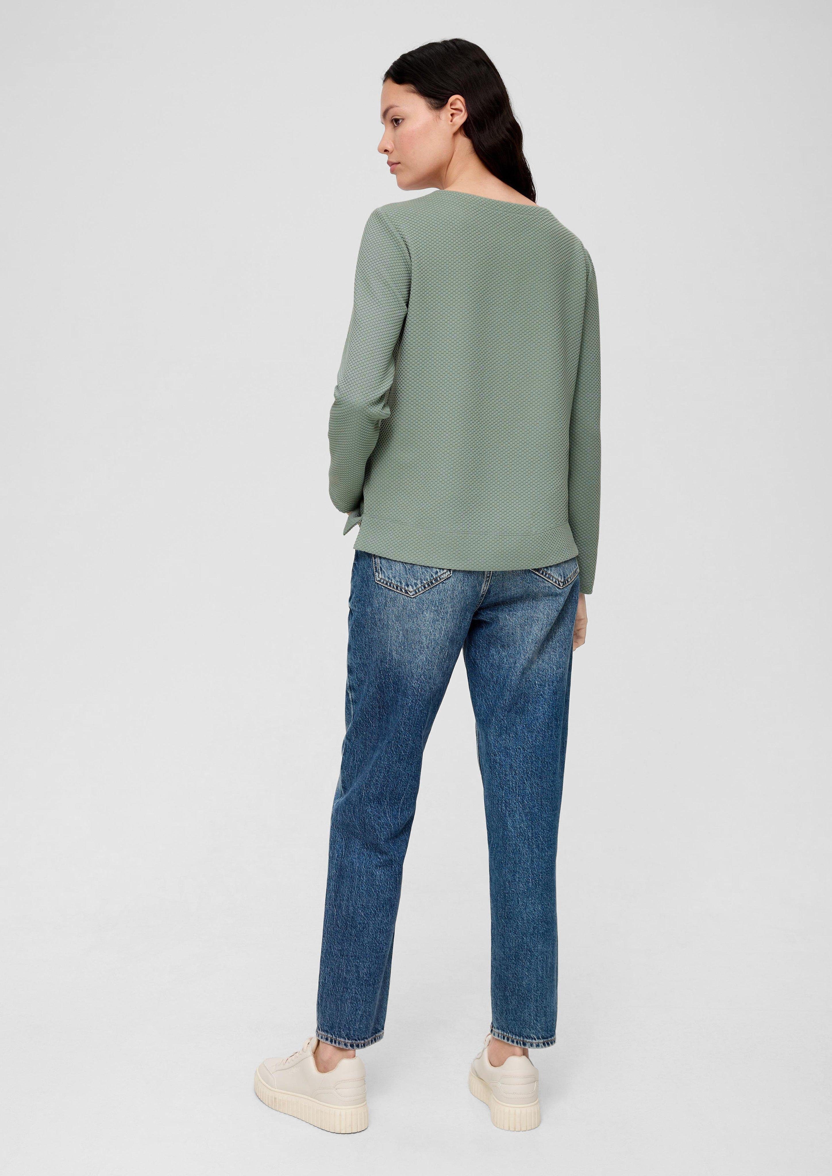 Sweatshirt aus Jacquard-Pullover salbeigrün Viskosemix s.Oliver
