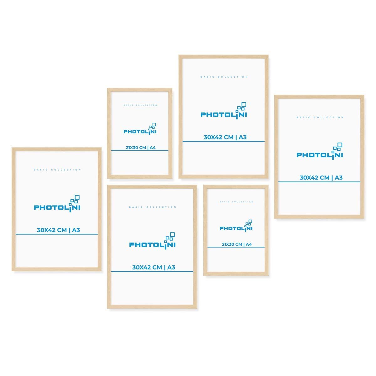 PHOTOLINI Bilderrahmen 6er Set Modern Schmal 21x30 cm / A4 und 30x42 cm / A günstig online kaufen