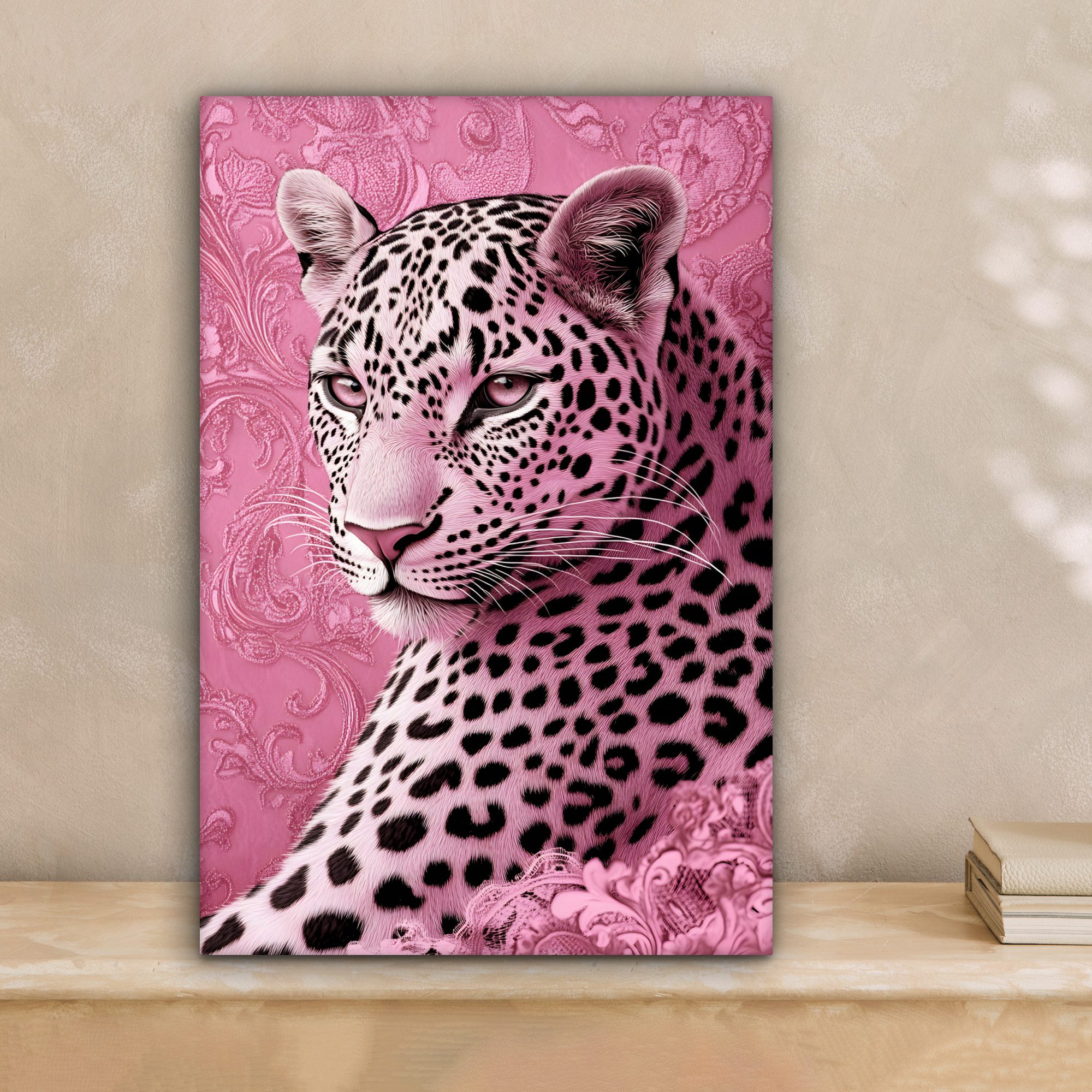 OneMillionCanvasses® Leinwandbild Panther - Deluxe - Rosa, Fotodruck (1 St) günstig online kaufen