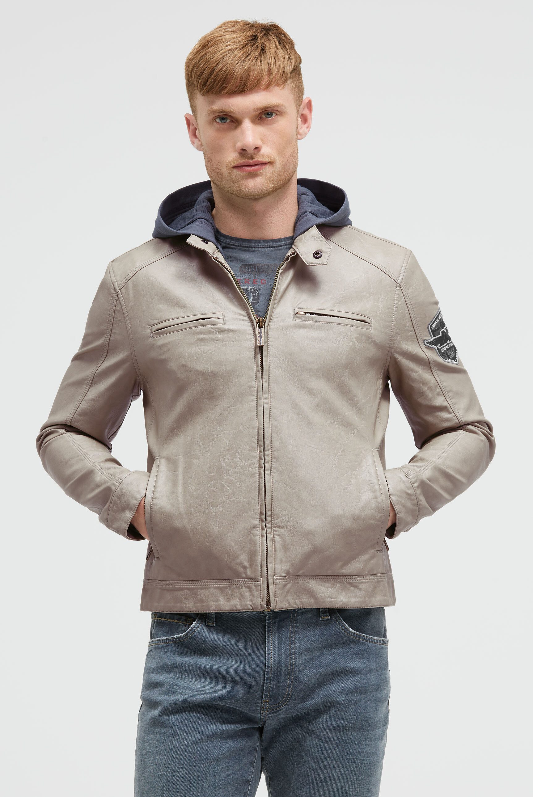 CAMP DAVID Lederimitatjacke mit abtrennbarer Kapuze günstig online kaufen