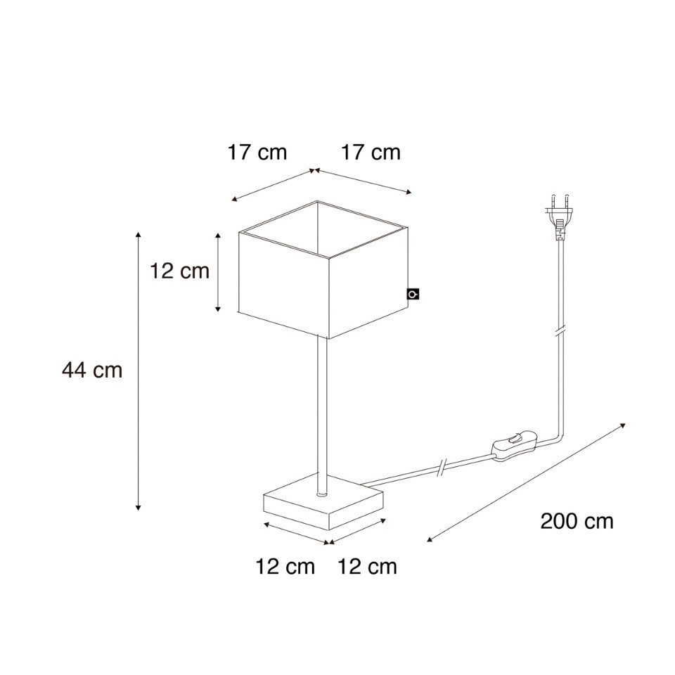 Qazqa Tischleuchte Vt, ohne Leuchtmittel, Warmweiß, QAZQA Tisch­leuchte, e27, Schwarz, Textil, Modern