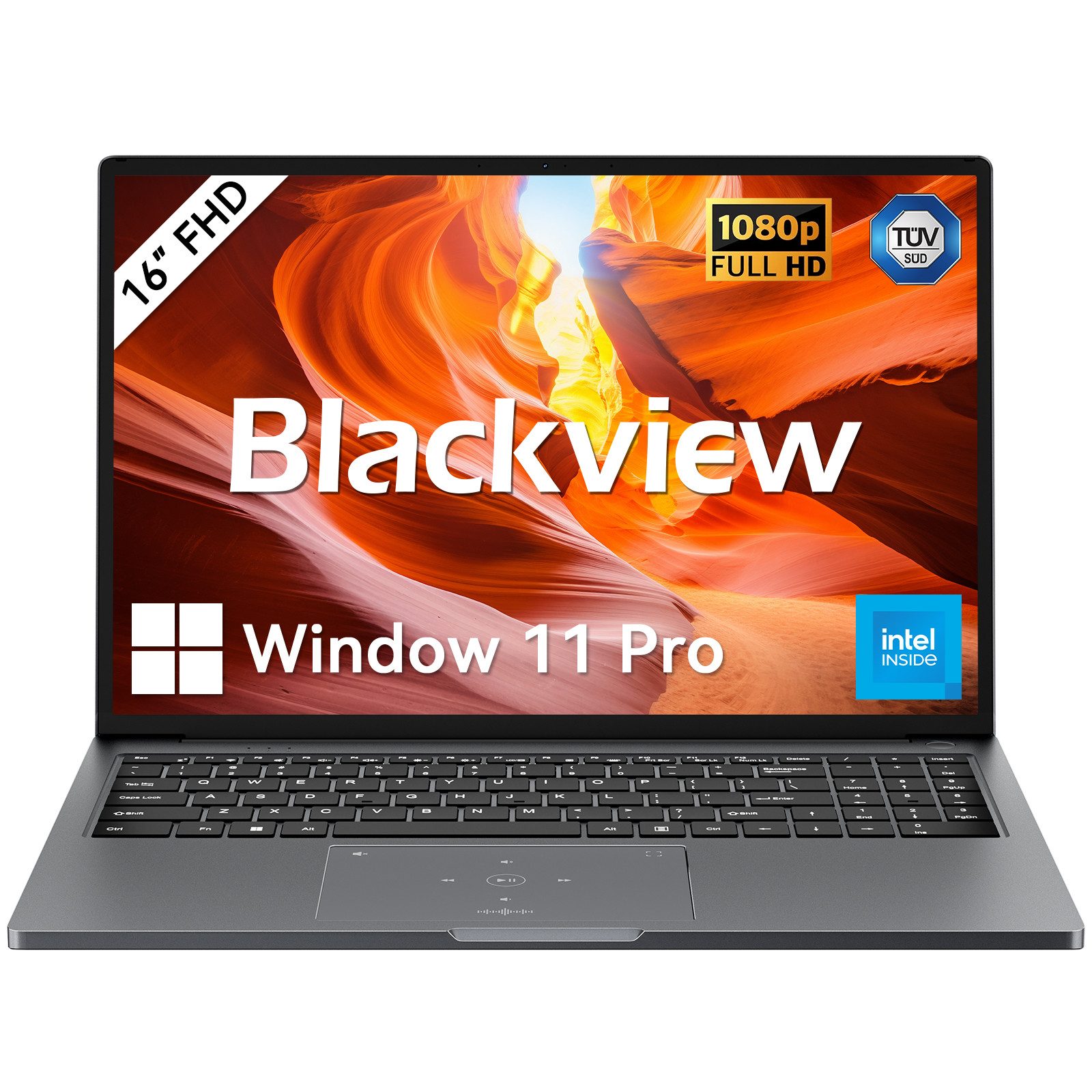 blackview 16" Acebook Intel Core i5 Notebook (Intel Core i5-1030NG7, 512 GB SSD, 180° Drehung, Antiblaulicht, Windows 11Pro, Fingerabdruckerkennung)