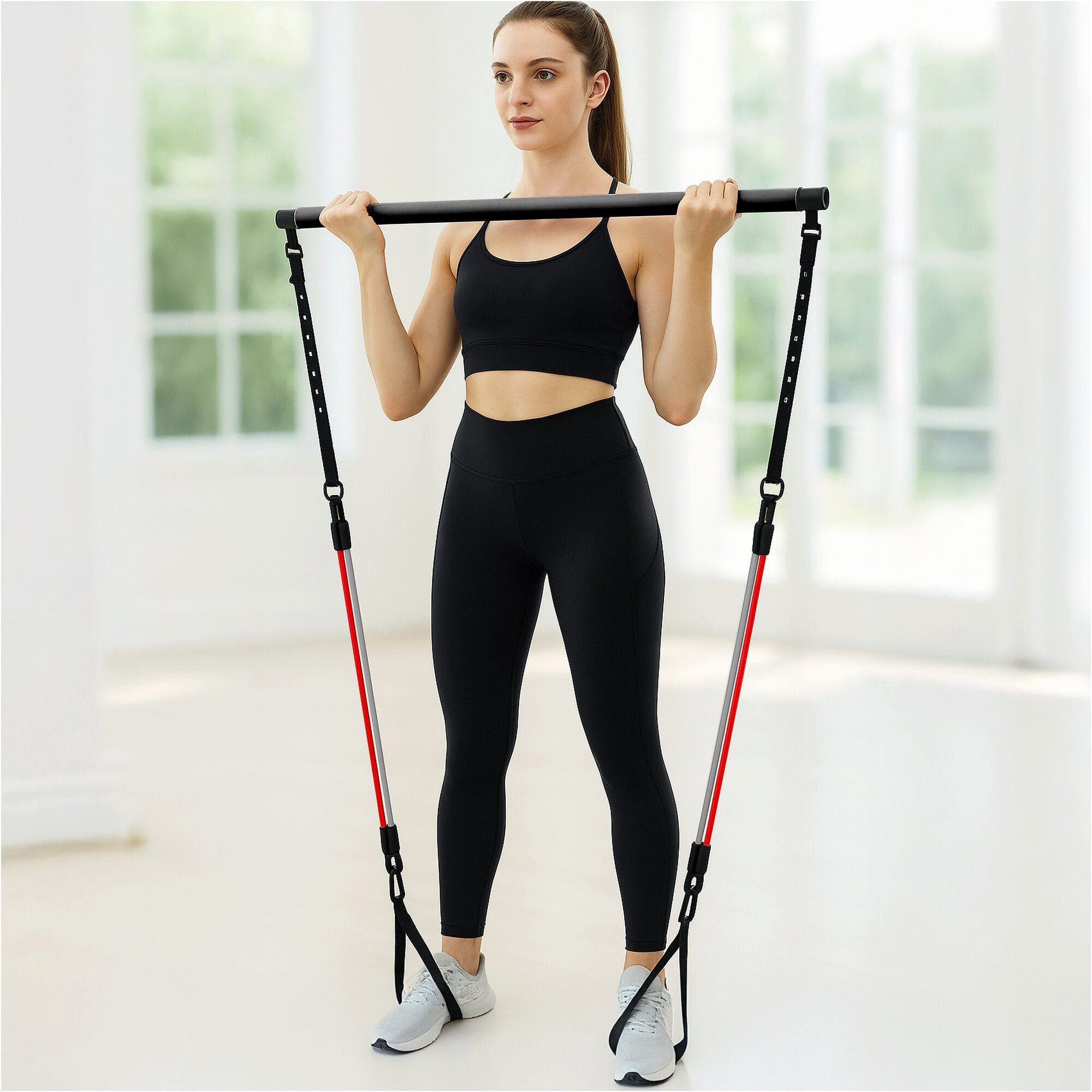 GORILLA SPORTS Expander Pilates Set inkl. Stange und Widerstandsbänder