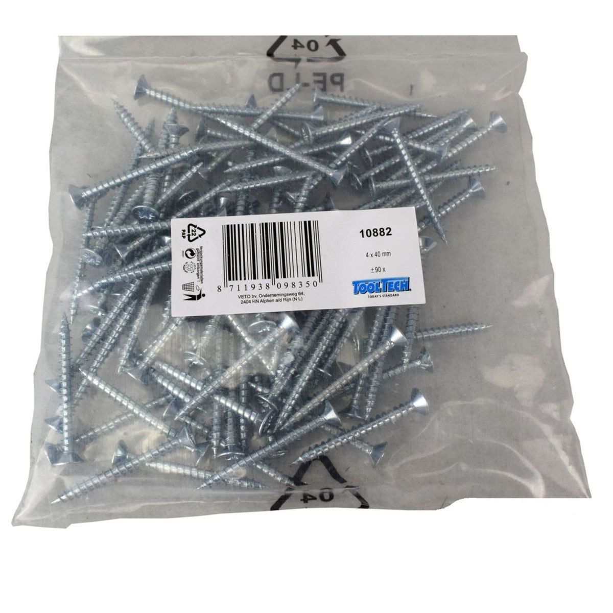 ToolTech Schrauben-Set Kreuzschlitz Schrauben verzinkt 4 x 40 mm 90 Stück im Beutel, (90 St), universell nutzbar