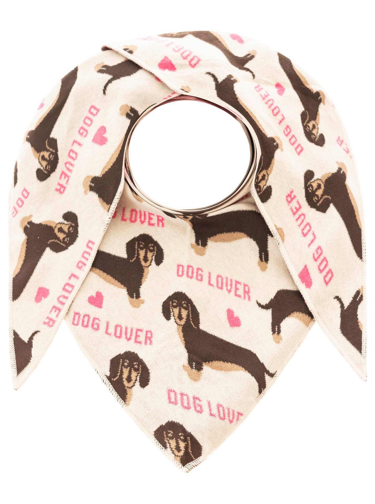 Zwillingsherz Dreieckstuch "Dog Lover", Dackelmotiv, wärmend, Strick