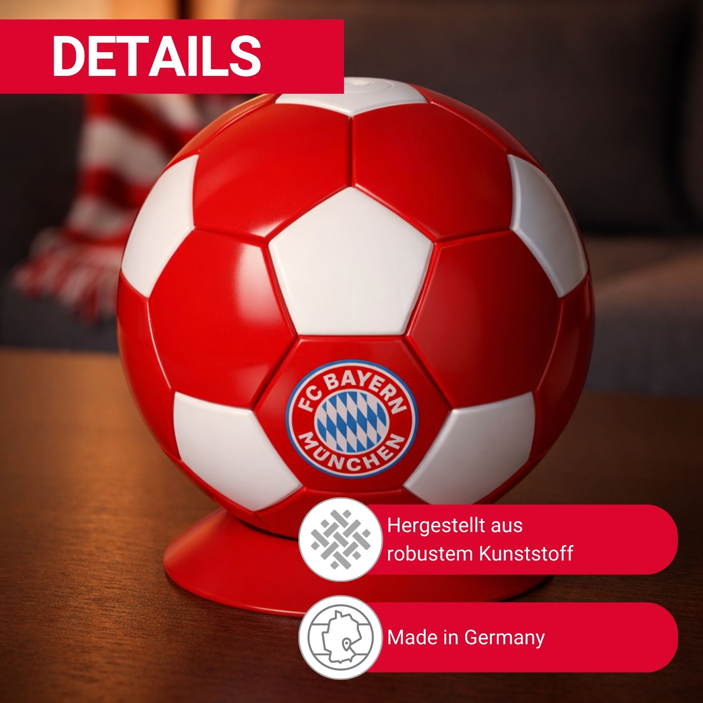 elasto Servierplatte Serveball 'Victory' FC Bayern München Fanartikel für Snacks & Getränke