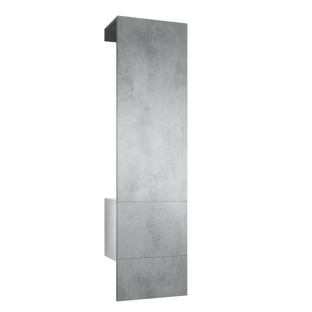 Vladon Garderoben-Set Carlton Set 5, (Wandgarderobe bestehend aus, mit integrierter Tür und 1 Kleiderstange), Weiß matt/Beton Oxid Optik (52 x 193 x 35 cm)